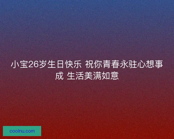 小宝26岁生日快乐 祝你青春永驻心想事成 生活美满如意