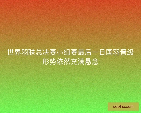 世界羽联总决赛小组赛最后一日国羽晋级形势依然充满悬念