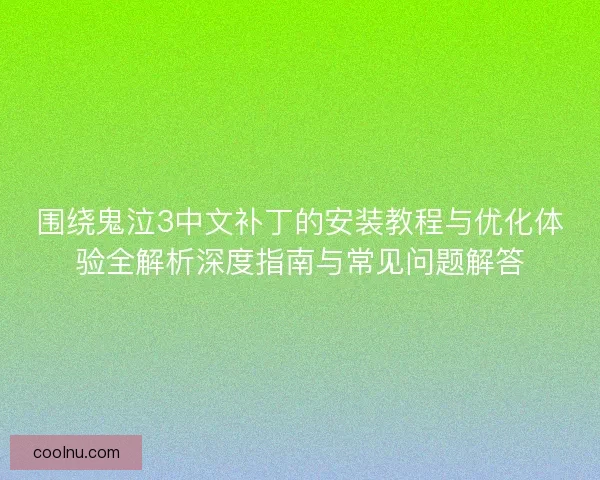 围绕鬼泣3中文补丁的安装教程与优化体验全解析深度指南与常见问题解答