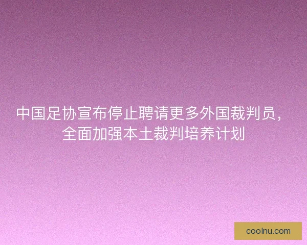 中国足协宣布停止聘请更多外国裁判员，全面加强本土裁判培养计划